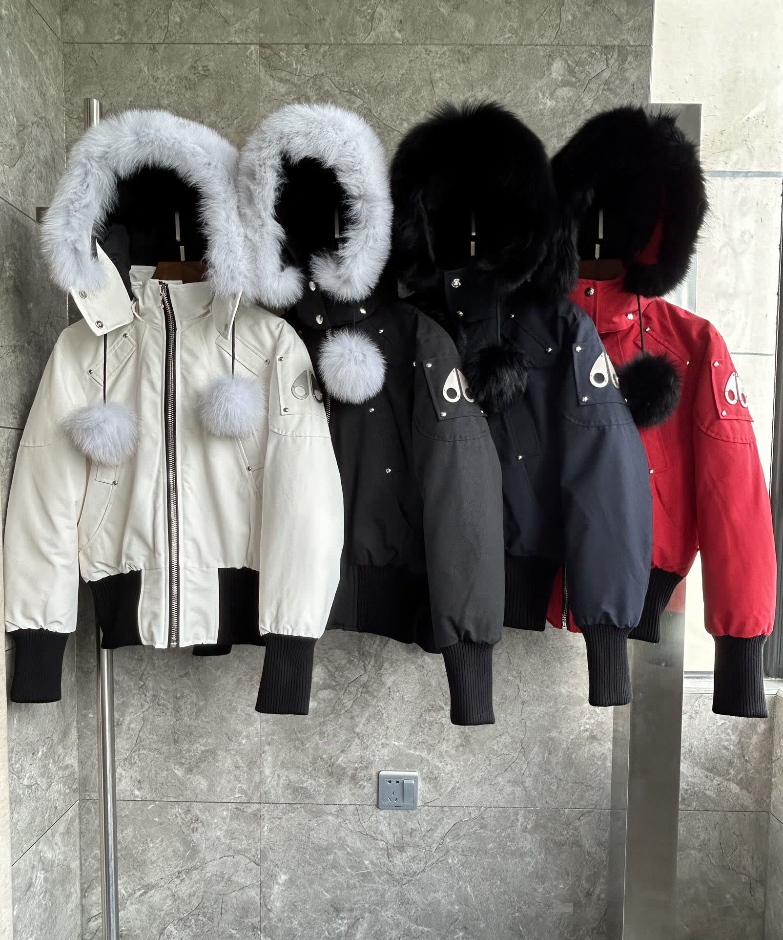 Moose Knuckles Hooded Fur-Trim Bomber Jacket Moose Knuckles Hooded Fur-Trim Bomber Jacket